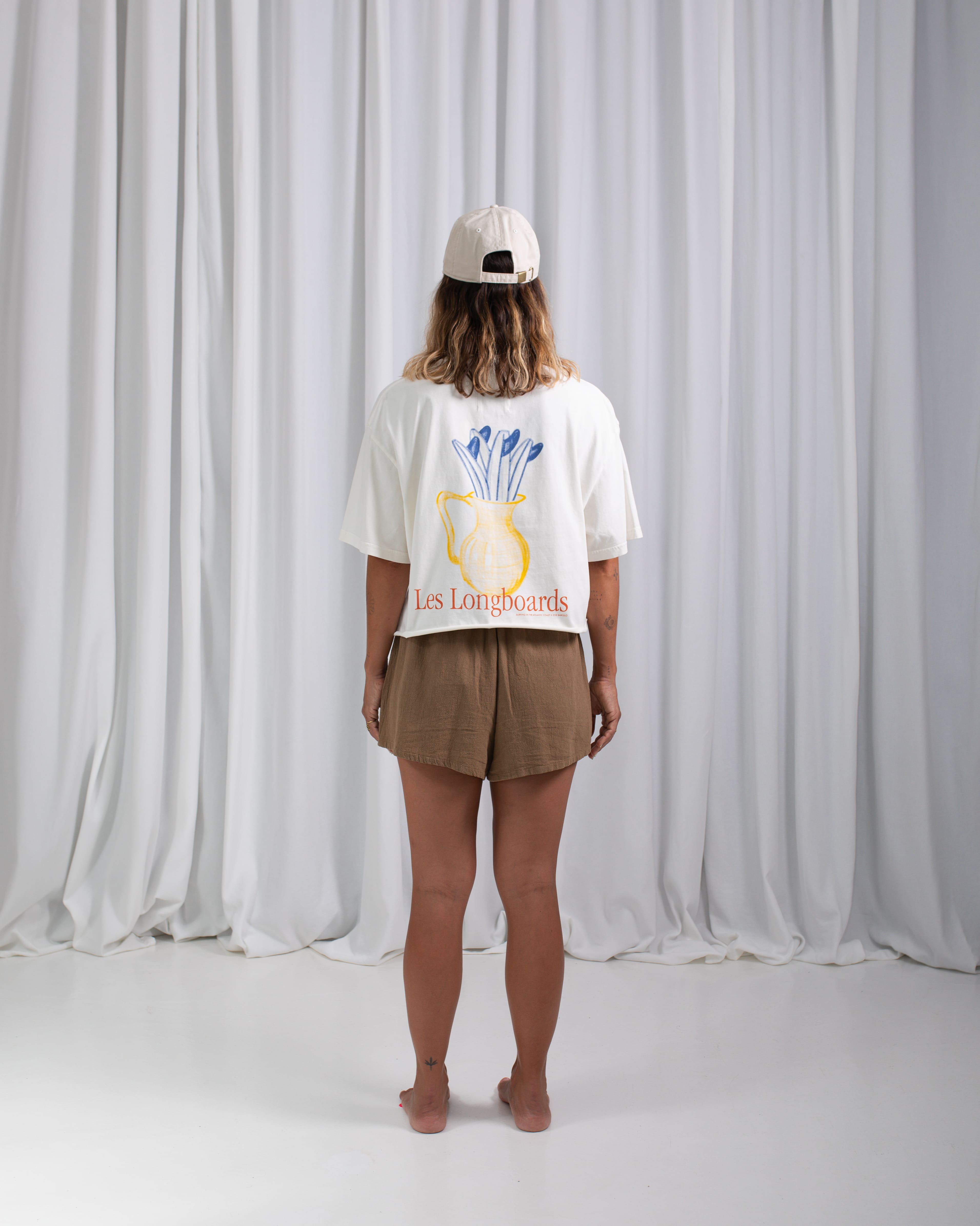 AC Les Longboards Crop T-shirt · Ecru