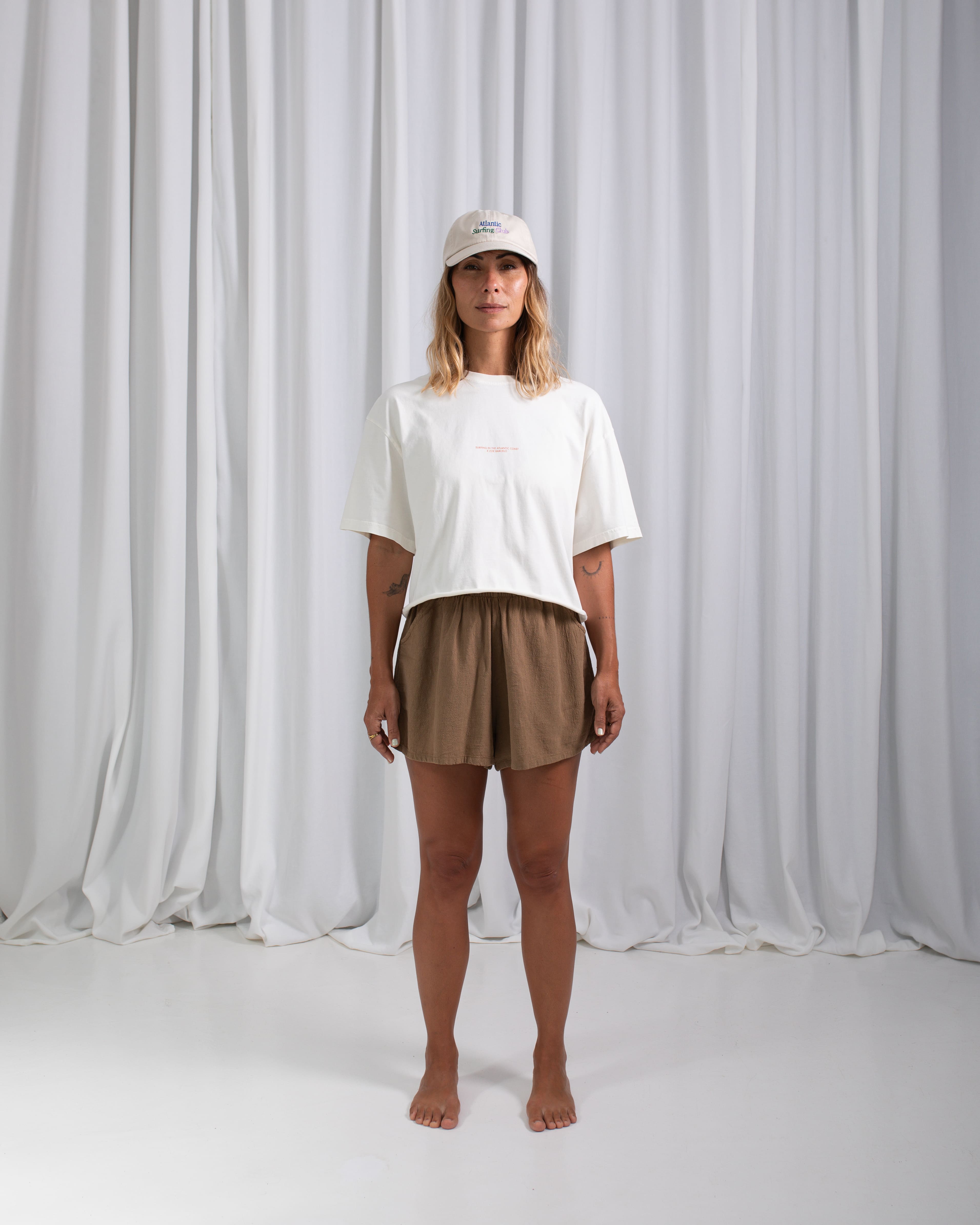 AC Les Longboards Crop T-shirt · Ecru