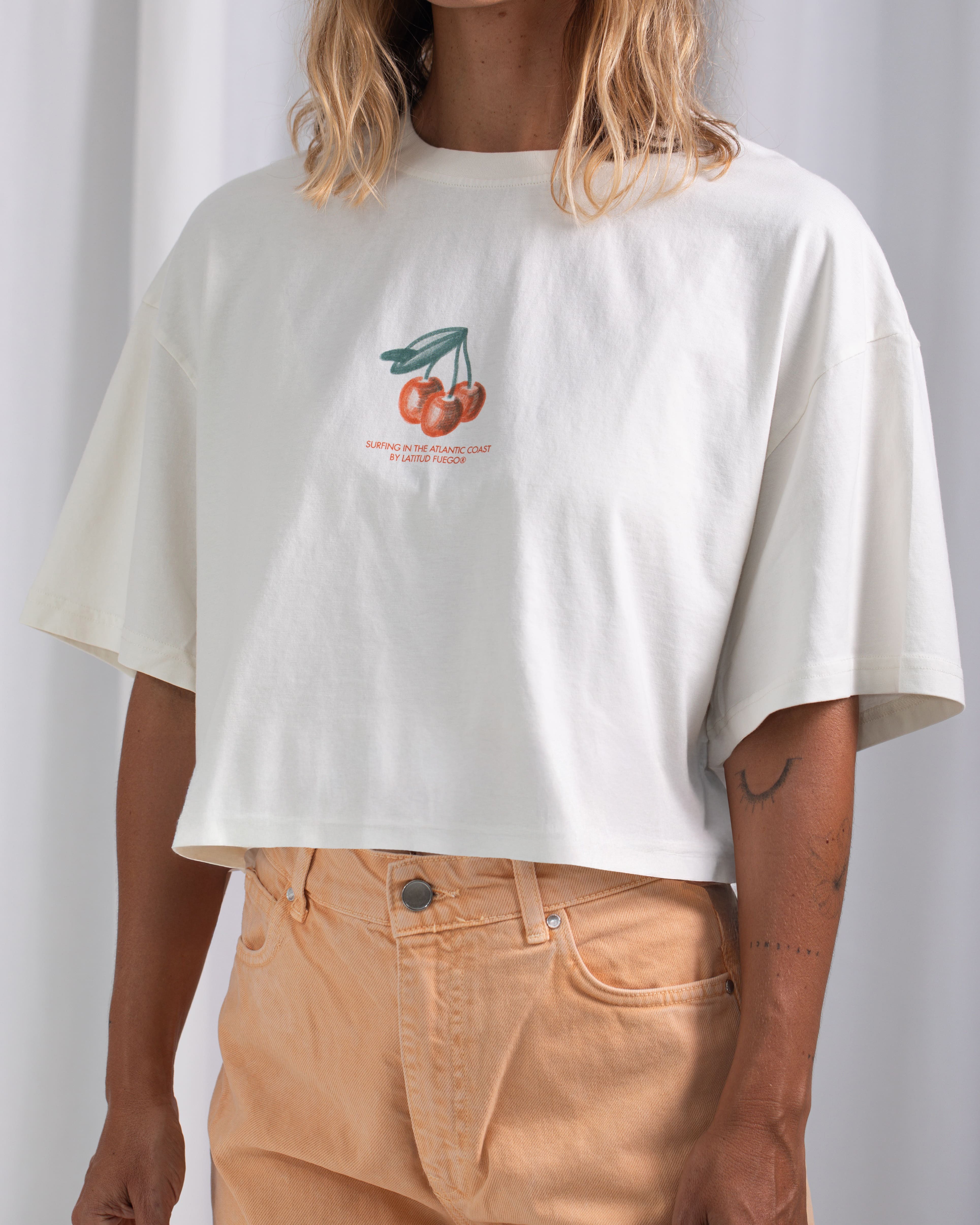 AC Cherries Crop T-shirt · Ecru