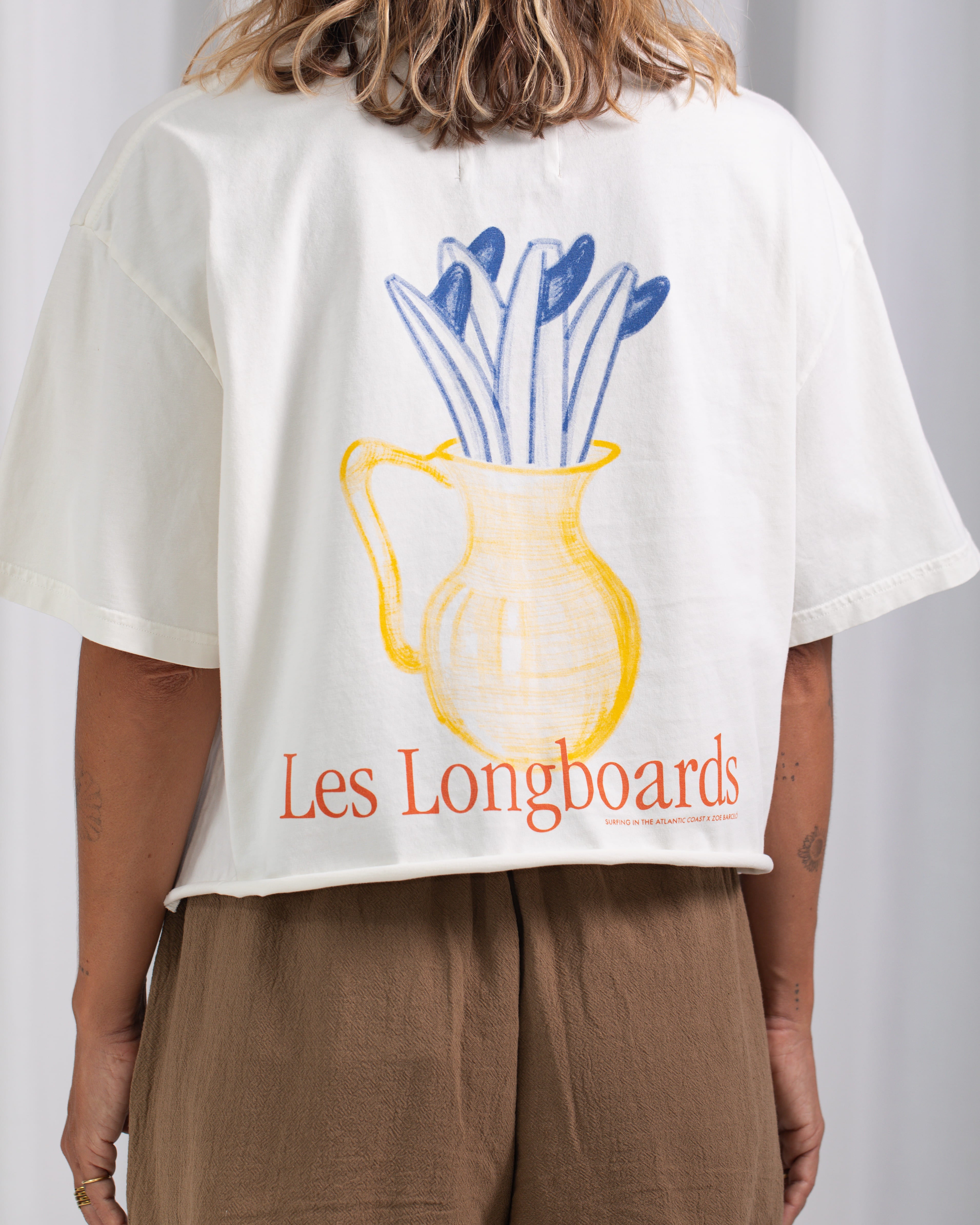 AC Les Longboards Crop T-shirt · Ecru