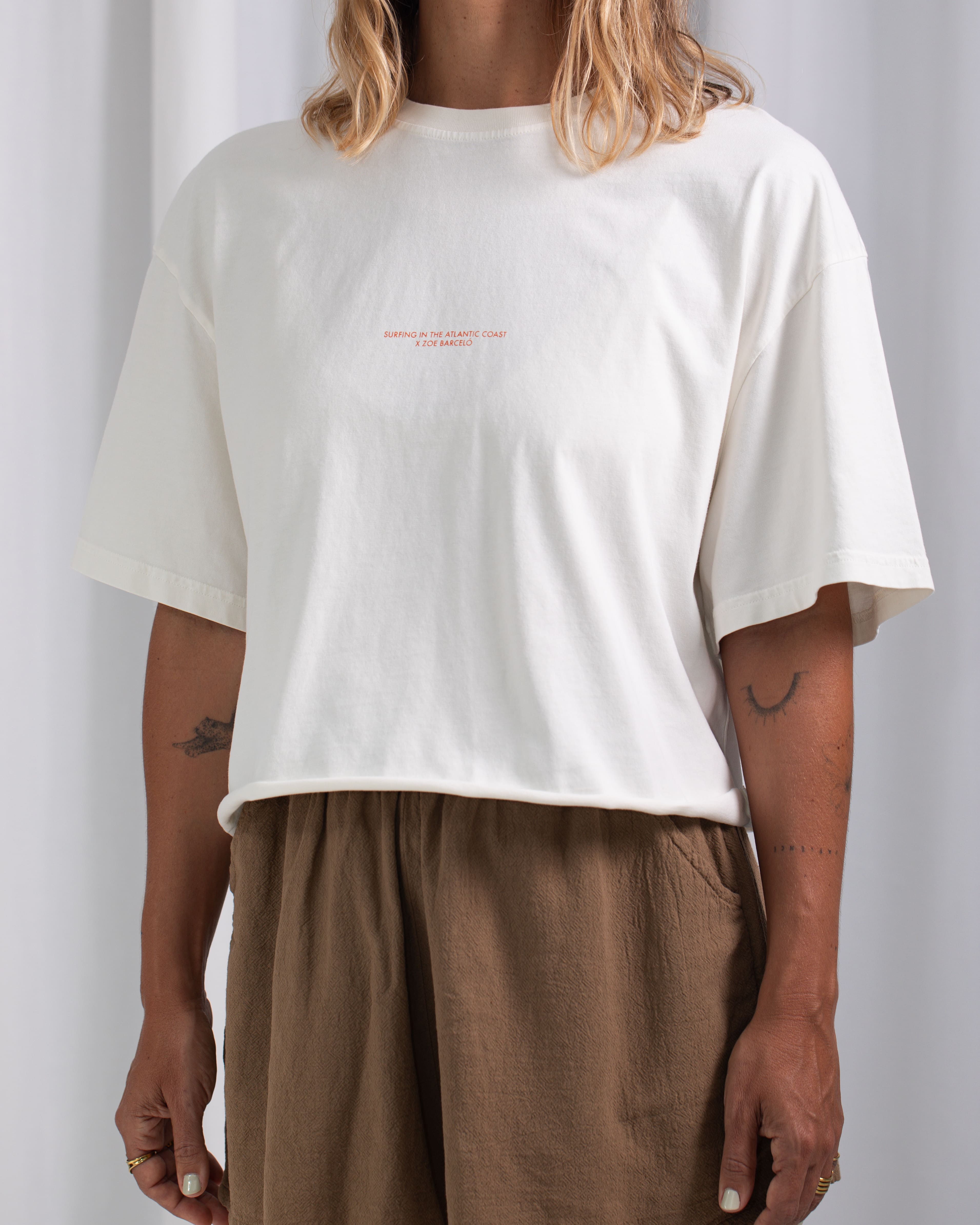 AC Les Longboards Crop T-shirt · Ecru