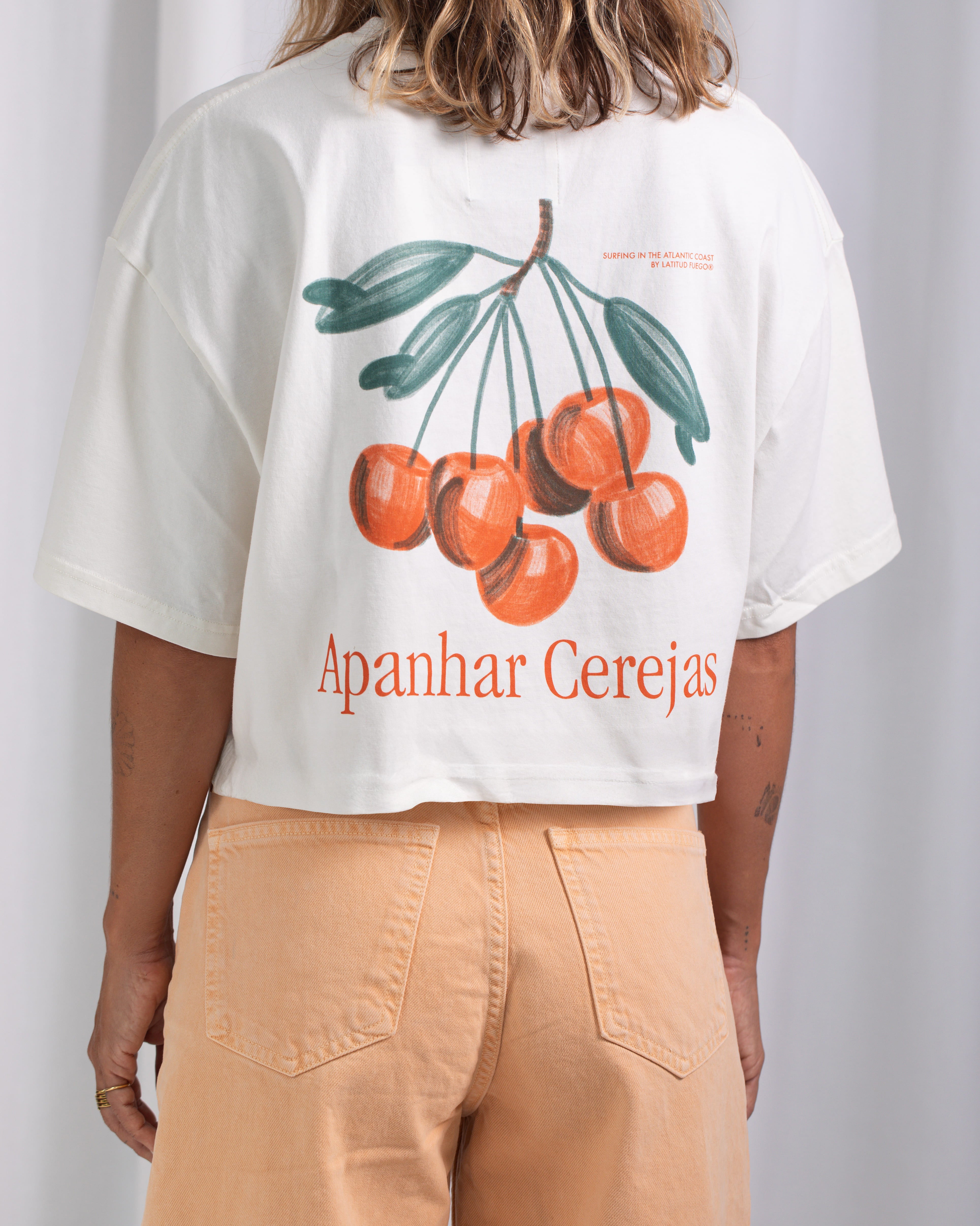 AC Cherries Crop T-shirt · Ecru