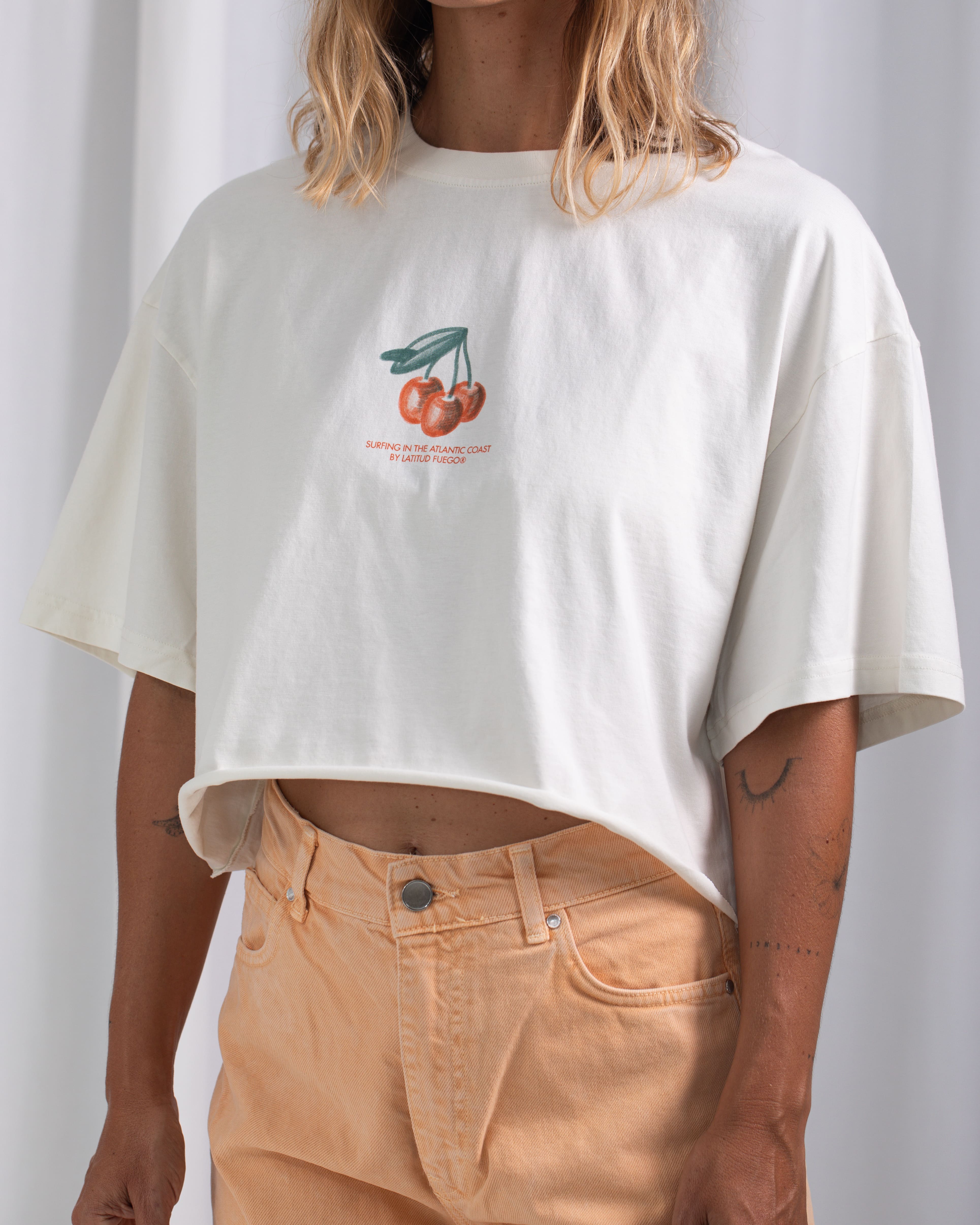 AC Cherries Crop T-shirt · Ecru
